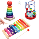Kit Educativo Montessori em Madeira com Xilofone e Torre Infantil