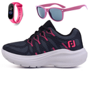 Kit Tênis Infantil Casual Meninas Escolar Basico Confortavel + Oculos e Relogio